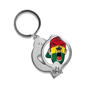 Imagem de Tesoura para maquiagem facial com bandeira do Gana, cabeça gritando, cortador de unhas de dedo em aço inoxidável