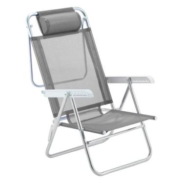 Imagem de Cadeira De Praia Reclinável Sun Glow Premium Alumínio Cinza - Amvc