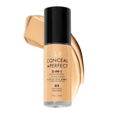 Imagem de Milani Conceal + Base 2 em 1 perfeita + corretivo para uma pele impecável, corretor sob os olhos, cobre vermelhidão e imperfeições, impermeável e à prova de suor - Natural