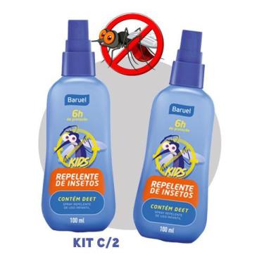 Imagem de Kit 2 Repelentes Spray Infantil Kids Mosquitos Baruel 100ml