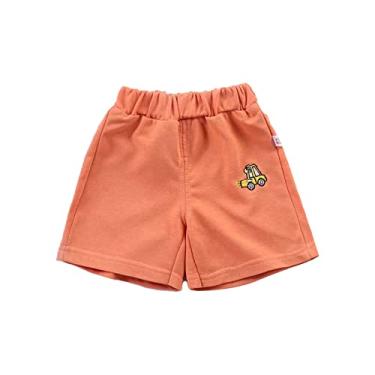 Imagem de Shorts infantis para meninos verão casual shorts diário bolso casual moda para roupas infantis shorts jeans menina (laranja, 4-5 anos)