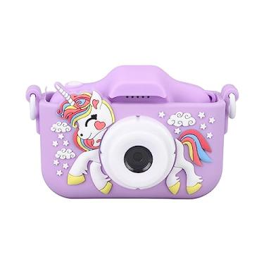 Imagem de Câmera de selfie infantil Pisa tipo torre inclinada 32G cartão de memória espelhado ABS silicone câmera de vídeo brinquedo (roxo)