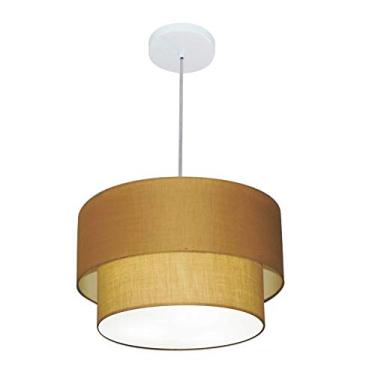 Imagem de Lustre Pendente Duplo Cúpula Tecido 25/40x35, Vivare Iluminação, Pendente4160 LPLP, Palha, Médio