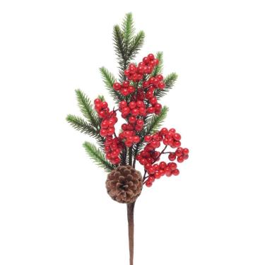 Imagem de Galho Curto Natalino C/pinh/frut 1un 45x13x7cm 1022286