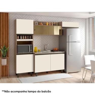 Imagem de Cozinha Compacta Com Balcão De Pia Ambiente Porto Carvalho Off White