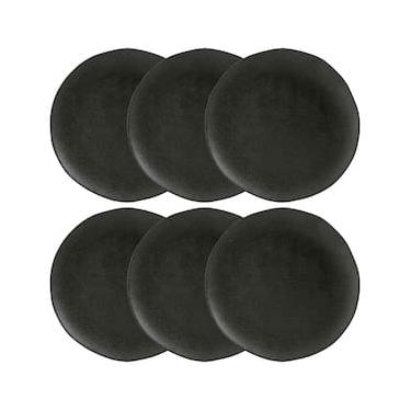 Imagem de Conjunto com 6 Pratos Rasos Porto Brasil Orgânico Carbon em Stoneware 26,5cm – Preto