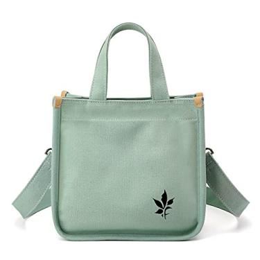 Imagem de Bolsa feminina de ombro de lona, bolsa mensageiro, casual, multifuncional, alça superior, Verde claro, One Size