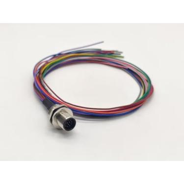 Imagem de Plugue macho M12 de 12 pinos, montagem em painel, código A, aviação, wireless, AWG26, extensão de pré-montagem, cabo de conexão com sensor de energia, à prova d'água, conectores redondos circulares