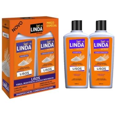 Imagem de Sallon Linda Kit Shampoo + Condicionador 240ml Cuidado Capilar Para Todos Tipos de Cabelo Cacheados Lisos Pós Quimica (Lisos)