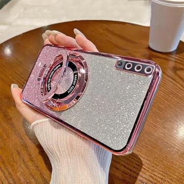 Imagem de Capa para Galaxy A7 2018 Capinha magnética com brilho galvanizado, capa telefônica transparente com brilho bonito e luxuoso [compatível com Magsafe] - Rosa