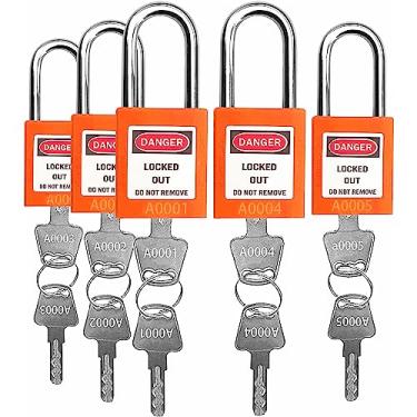 Imagem de Bloqueio de bloqueio com etiqueta – 5 cadeados de segurança Loto para bloquear estações e dispositivos