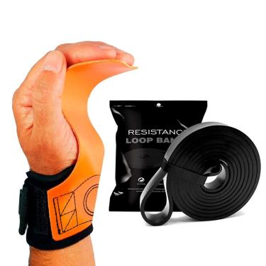 Imagem de Kit Hand Grip Competition Skyhill e Super Band Preto Médio 26kg-Unissex