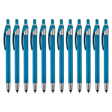 Imagem de Pacote com 12 canetas esferográficas azul-petróleo para iPad Mini, iPad 2/3, novo iPad, iPhone 5 4S 4 3GS, iPod Touch, Motorola Xoom, Xyboard, Droid, Samsung Galaxy Asus (pacote com 12 unidades