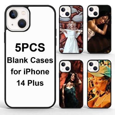Imagem de FOQENCCI Capa de telefone de sublimação compatível com iPhone 14 Plus | 5 peças, capas de telefone em branco, para prensa térmica, policarbonato rígido, antiderrapante, à prova de choque, capa