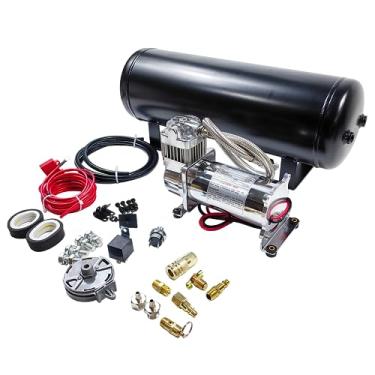 Imagem de Sistema de ar a bordo de serviço médio/kit compressor de 150 PSI 12V com trem de 9,5 litros/tanque de buzina de ar de 2,5 galões