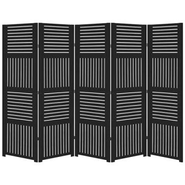 Imagem de Biombo Pintado Divisoria Separador de Ambiente MDF Preto ou Branco (Preto, 5 Horizontal Vertical)