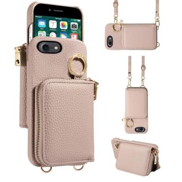 Imagem de Furiet Capa carteira para iPhone 7/8/SE 2020/2022 com alça de ombro, fivela de zíper, bolsa de órgão, capa de telefone para iPhone7 iPhone8 7s 8s i SE2020 SE2022 2/2nd/3/3ª geração SE2 SE3 7SE 8SE