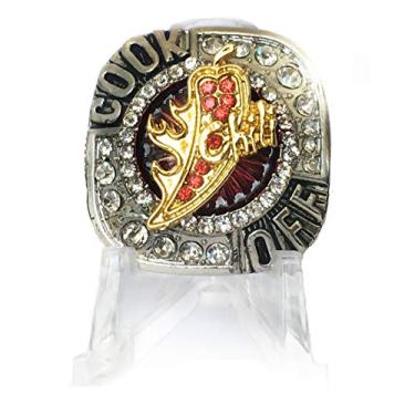 Imagem de Legacy Rings Anel de troféu Chili Cook Off Championship 1º, 2º, 3º lugar gravado na lateral | Chile Cook-Off | com suporte de acrílico para exibição, 11, Acrílico, prata