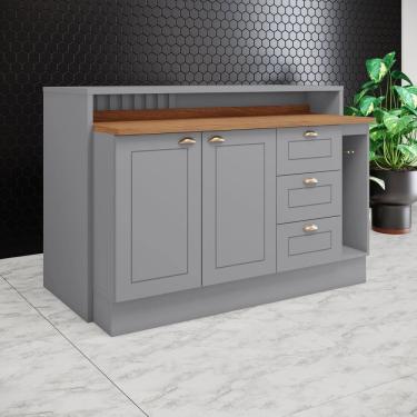 Imagem de Kit Ilha Gourmet 2 Portas 3 Gavetas com Tampo Cinza