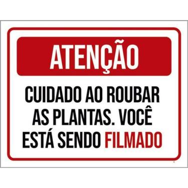 Imagem de Kit 5 Placas Atenção Cuidado Roubar Plantas 36X46