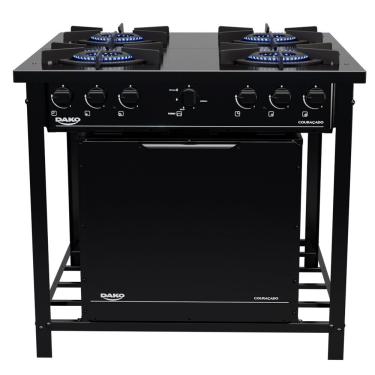 Imagem de Fogão a Gás Industrial de Piso Dako Couraçado 4 Bocas com Forno - Preto