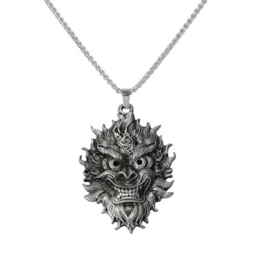 Imagem de MANZHEN Colar Wukong masculino com pingente quadrado, mito, preto, colar de macaco Wukong, X-Large, Aço inoxidável, Sem Pedra Preciosa