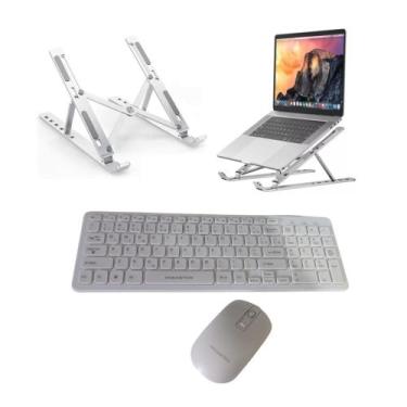 Imagem de Teclado + Mouse Wireless + Suporte Alumínio Para Notebook Dell - Fam