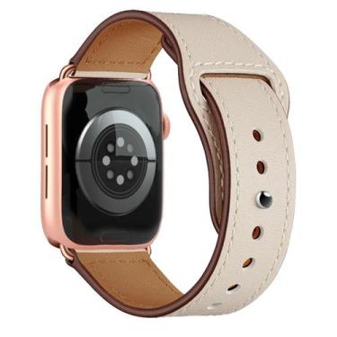 Imagem de Pulseira Couro Fecho Botão Pino Compatível com Apple Watch - Baú do Vi