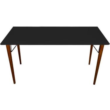 Imagem de Mesa Tampo 110x50 Preto 4 Pé Palito Reto 70cm suporte V - jthome