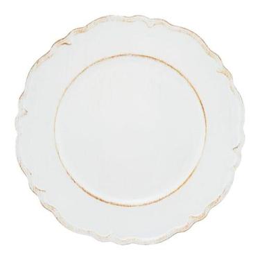 Imagem de Sousplat Redondo Patinado Plástico Moon Branco Lyor 33cm