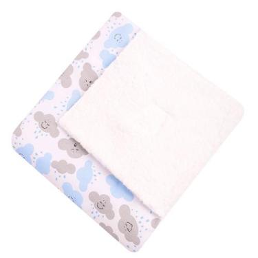 Imagem de Manta com Sherpa Dupla Face para Bebê Nuvem Azul 01 Peça - Amora Baby 