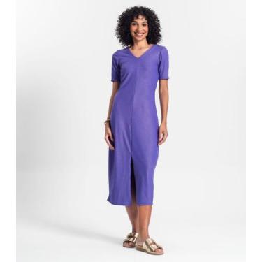 Imagem de Vestido Midi Ribana Canelada Lurex Rovitex Roxo, P, Roxo