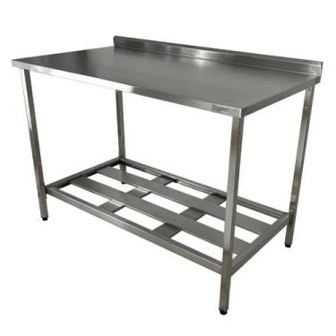 Imagem de Mesa Aço Inox Profissional 140x60x90 cm com Espelho Nortinox