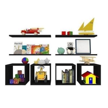 Imagem de Conjunto 4 Nichos e 4 Prateleiras Kit Cubos Bramov Móveis