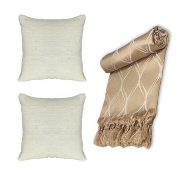 Imagem de Kit Manta Xale Para Sofá Decoração Casa 1,40 X 1,80 Com 2 Capas Para A
