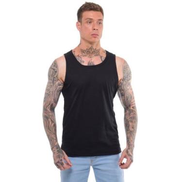 Imagem de Regata Canelada Masculina Americana Lisa com Gola Canoa - Volgue, Pret