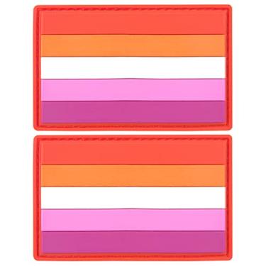 Imagem de JBCD Sunset Lesbian Les Pride Patch tático LGBT Rainbow Patch - Patch de gancho e laço de borracha PVC, pacote com 2