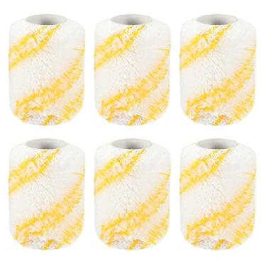 Imagem de uxcell Capa de rolo de pintura 10 cm x 9 cm Mini pincel de fibras acrílicas para tratamento de pintura de parede doméstica, 6 peças