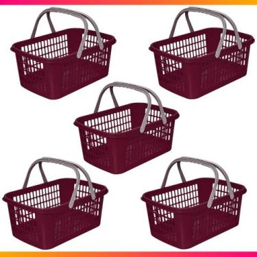 Imagem de 5 Cesta Cestinha Plástica Supermercado Mercado Reforçado 9 L - Usual U