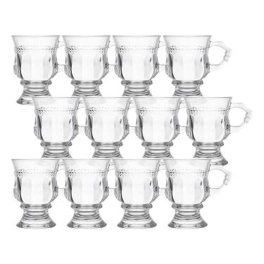 Imagem de Jogo 12 Caneca De Café 117ml Hanover Vidro Cristalino Transparente Xícara Em Casa Tem