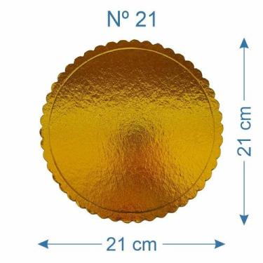 Imagem de 2 Suporte Base de Bolo Cake Board Laminado Dourado Nº21 - AAZ