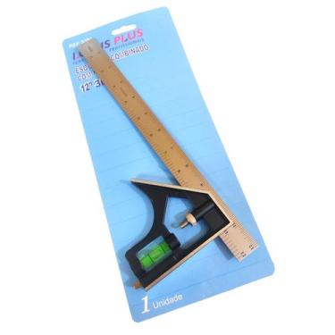 Imagem de Esquadro Combinado 300mm 12 Polegadas Com Nível Carpinteiro - LOTUS