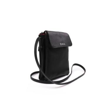 Imagem de Bolsa tiracolo/transversal feminina de couro preta Melissa - Bolsa de 