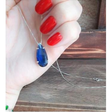 Imagem de Colar e Pingente Gota Média de Zircônia e Prata 925 Ref. 1074 - Maisbe