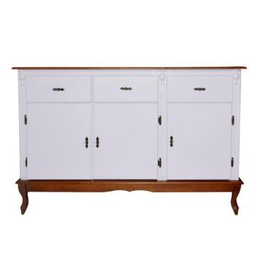 Imagem de Buffet Balcão de Cozinha de Madeira Luís XV 146 cm com 3 Portas e 3 Ga