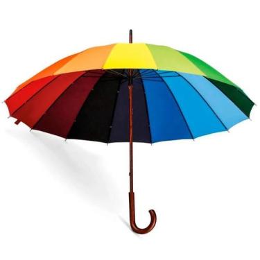 Imagem de Guarda Chuva Arco Iris Automático Colorido Reforçado Grande - Guardalu