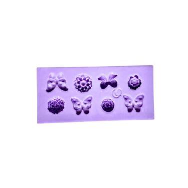 Imagem de F1736 molde de silicone borboleta, flores e laço confeitaria biscuit -