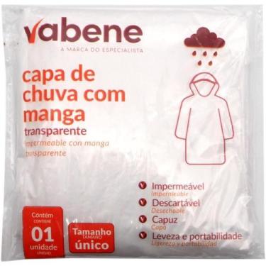 Imagem de Capa de Chuva Plástica Transparente 120X70CM - Descartável com Capuz -