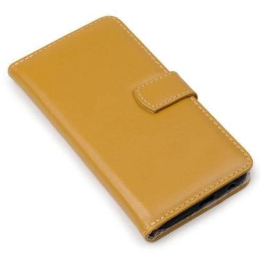 Imagem de Capa carteira couro mostarda para samsung j8 j810 - CELLWAY
