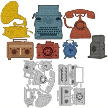Imagem de GLOBLELAND Matrizes vintage de corte de máquina de escrever vintage para câmera cortadora de discos, matrizes de corte para scrapbooking faça você mesmo, fazer cartões, diário, papel em relevo,